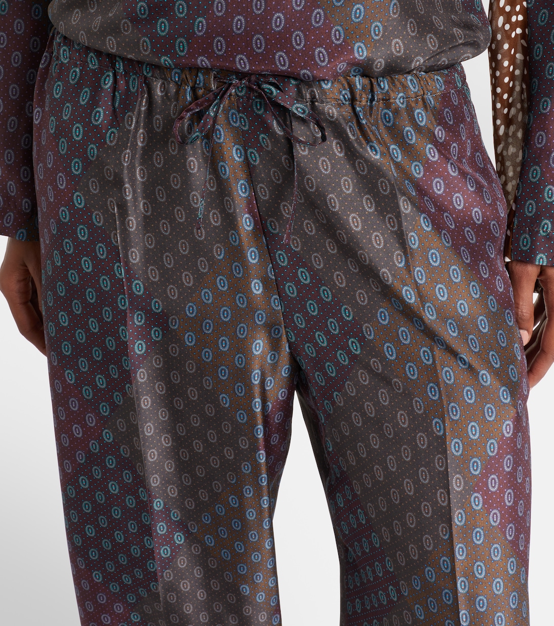 Printed silk satin straight pants  | Dries Van Noten
