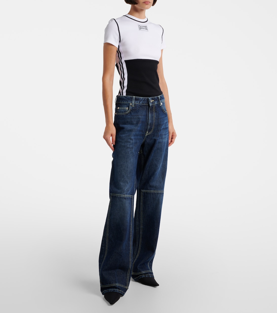 Cutout high-rise wide-leg jeans | Jean Paul Gaultier