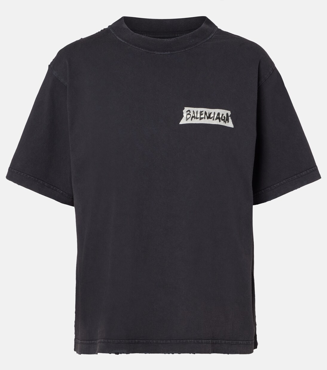 Logo distressed cotton jersey T-shirt  | Balenciaga