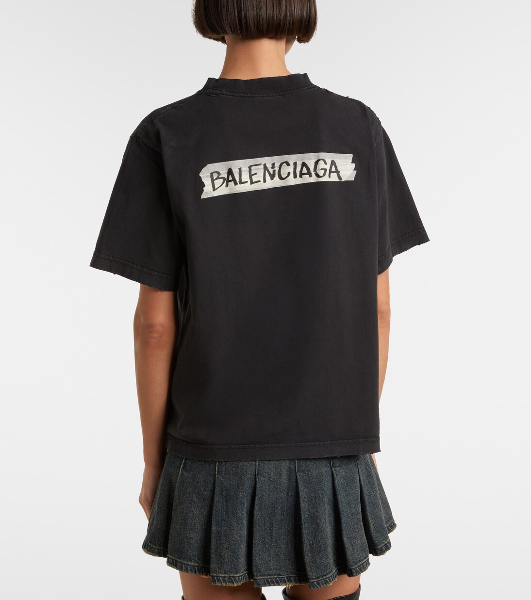 Logo distressed cotton jersey T-shirt  | Balenciaga