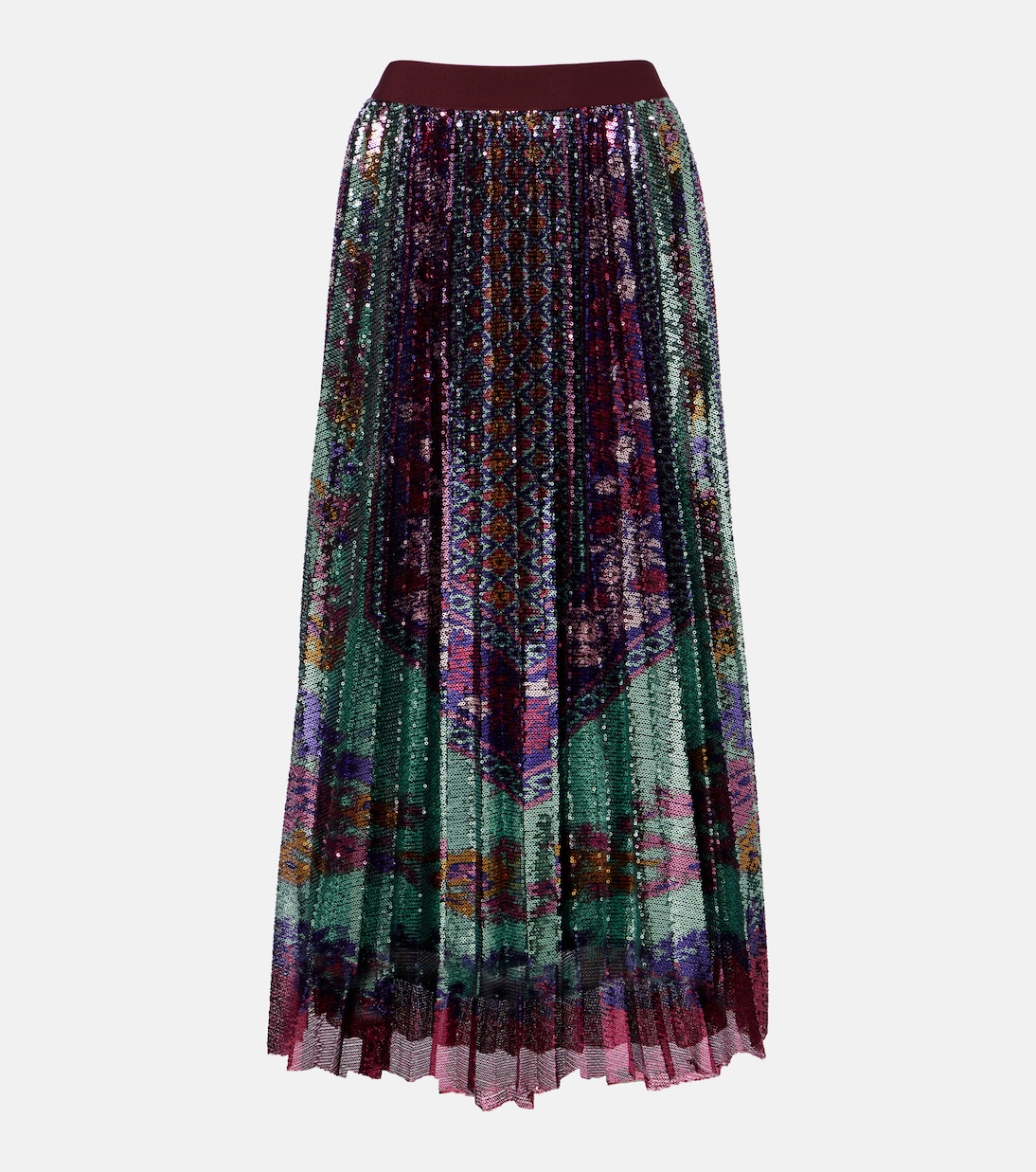 Accordian pleated sequined midi skirt | La DoubleJ