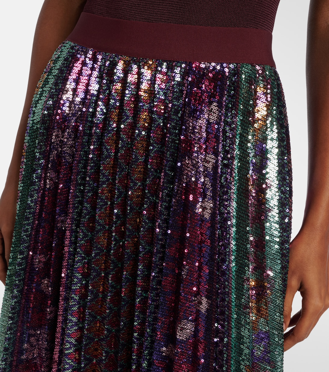 Accordian pleated sequined midi skirt | La DoubleJ