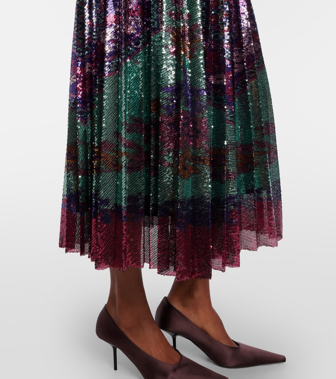 Accordian pleated sequined midi skirt | La DoubleJ