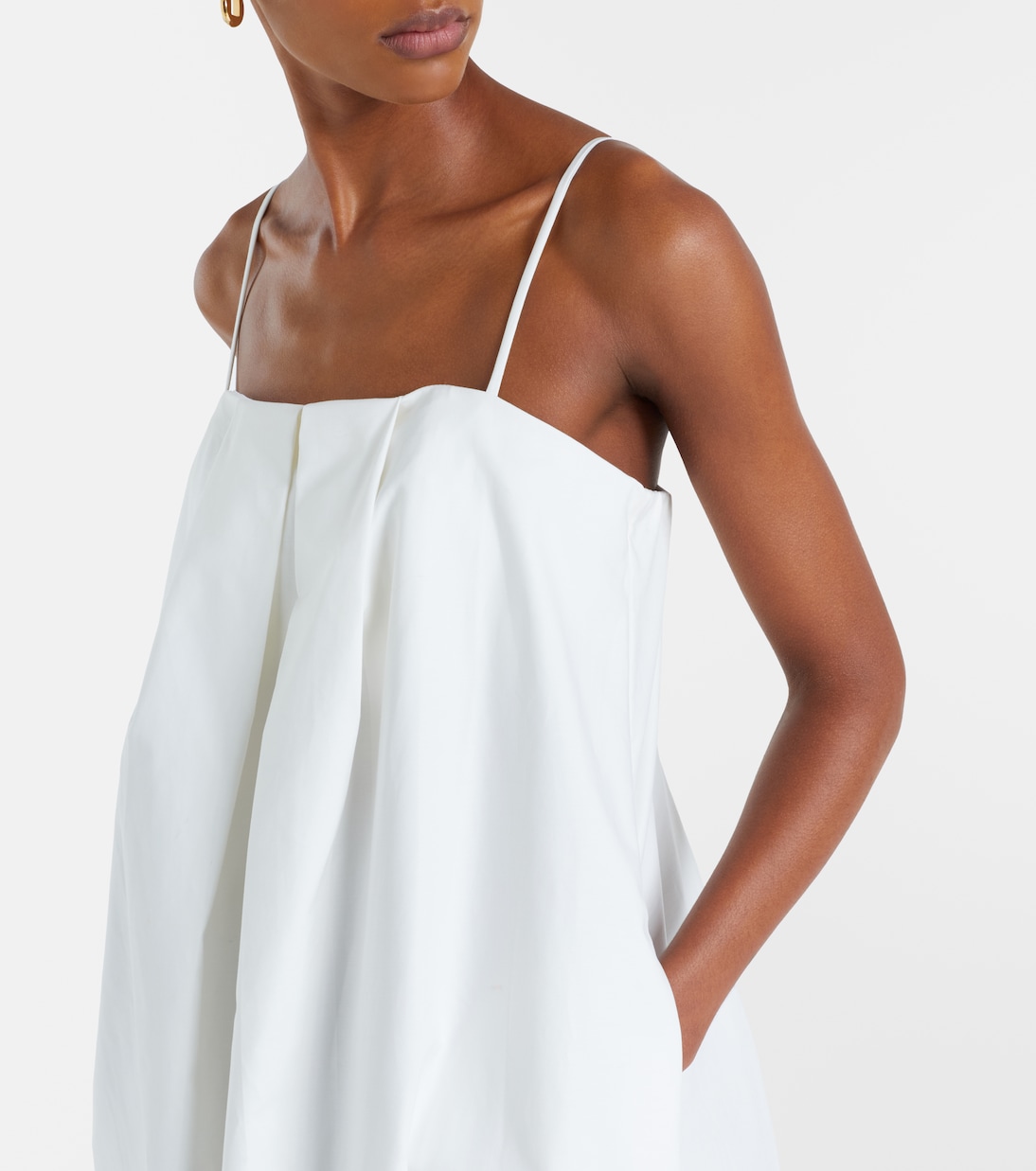 Solid Voluminous draped cotton maxi dress | Adriana Degreas
