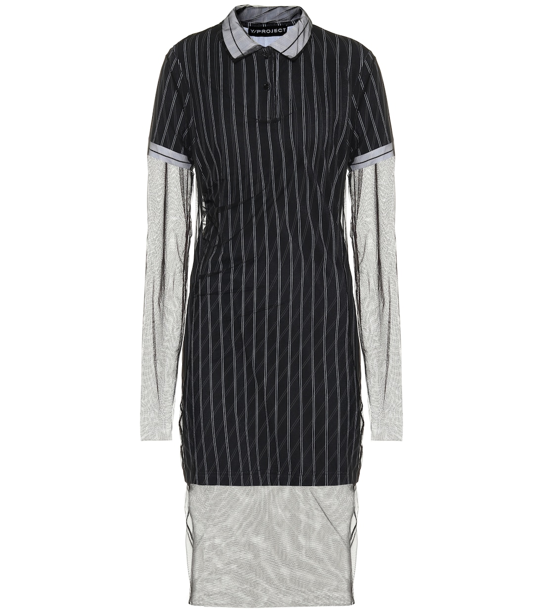 Robe chemise midi en coton rayé et tulle | Y/Project
