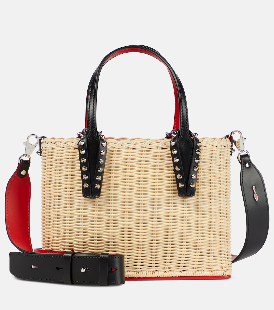 Cabata Small raffia and leather tote | Christian Louboutin