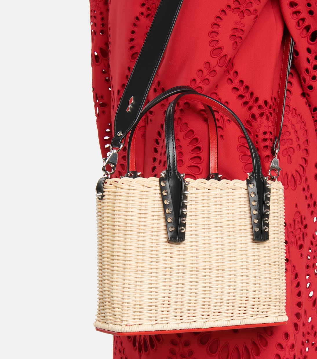 Cabata Small raffia and leather tote | Christian Louboutin