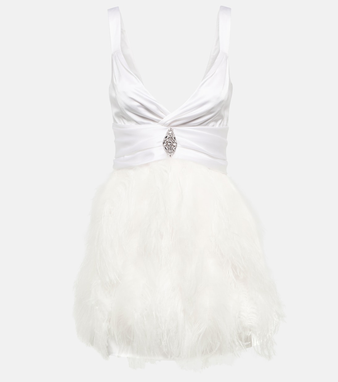 Feather-trimmed embellished silk minidress | Alessandra Rich