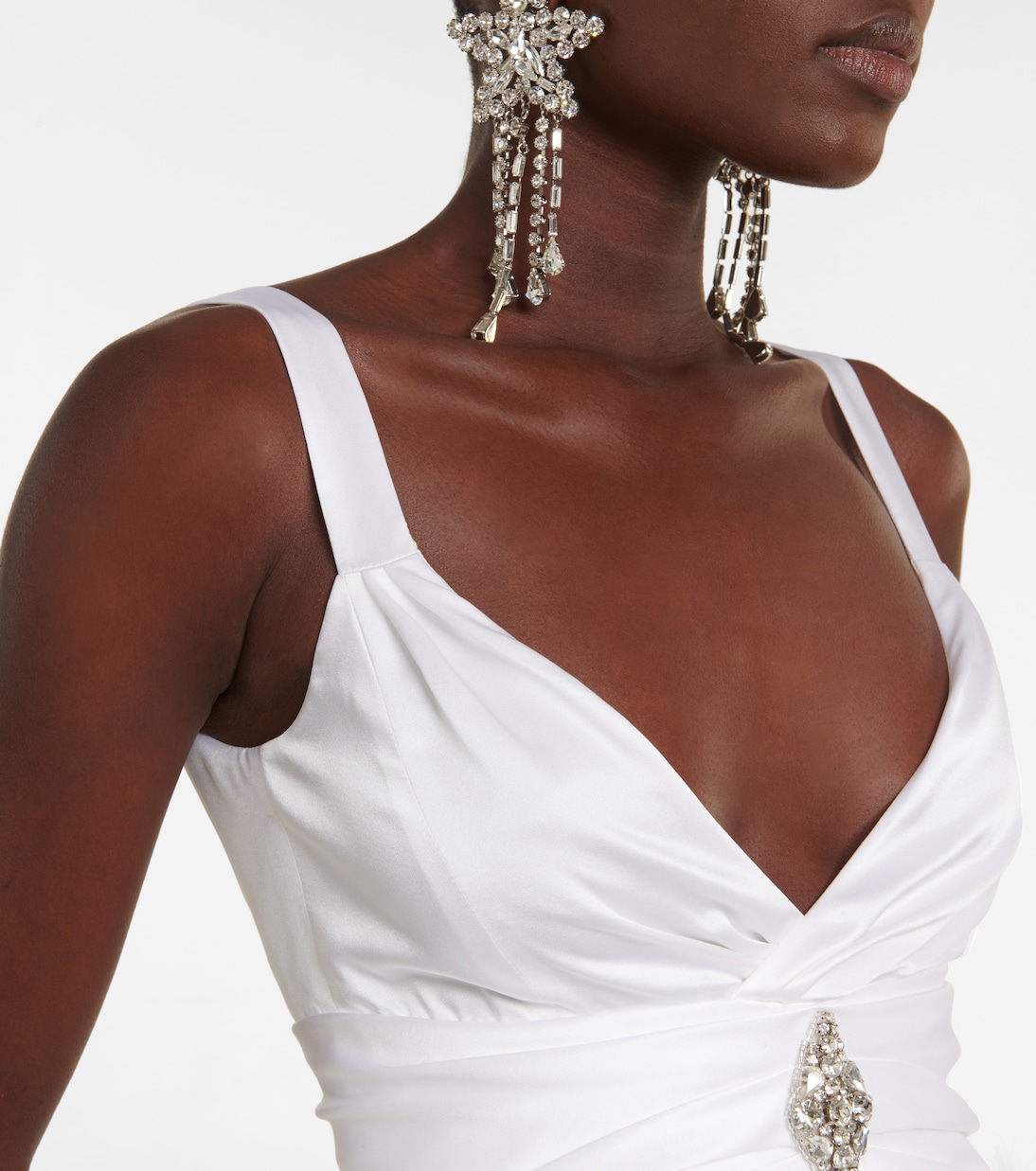 Feather-trimmed embellished silk minidress | Alessandra Rich