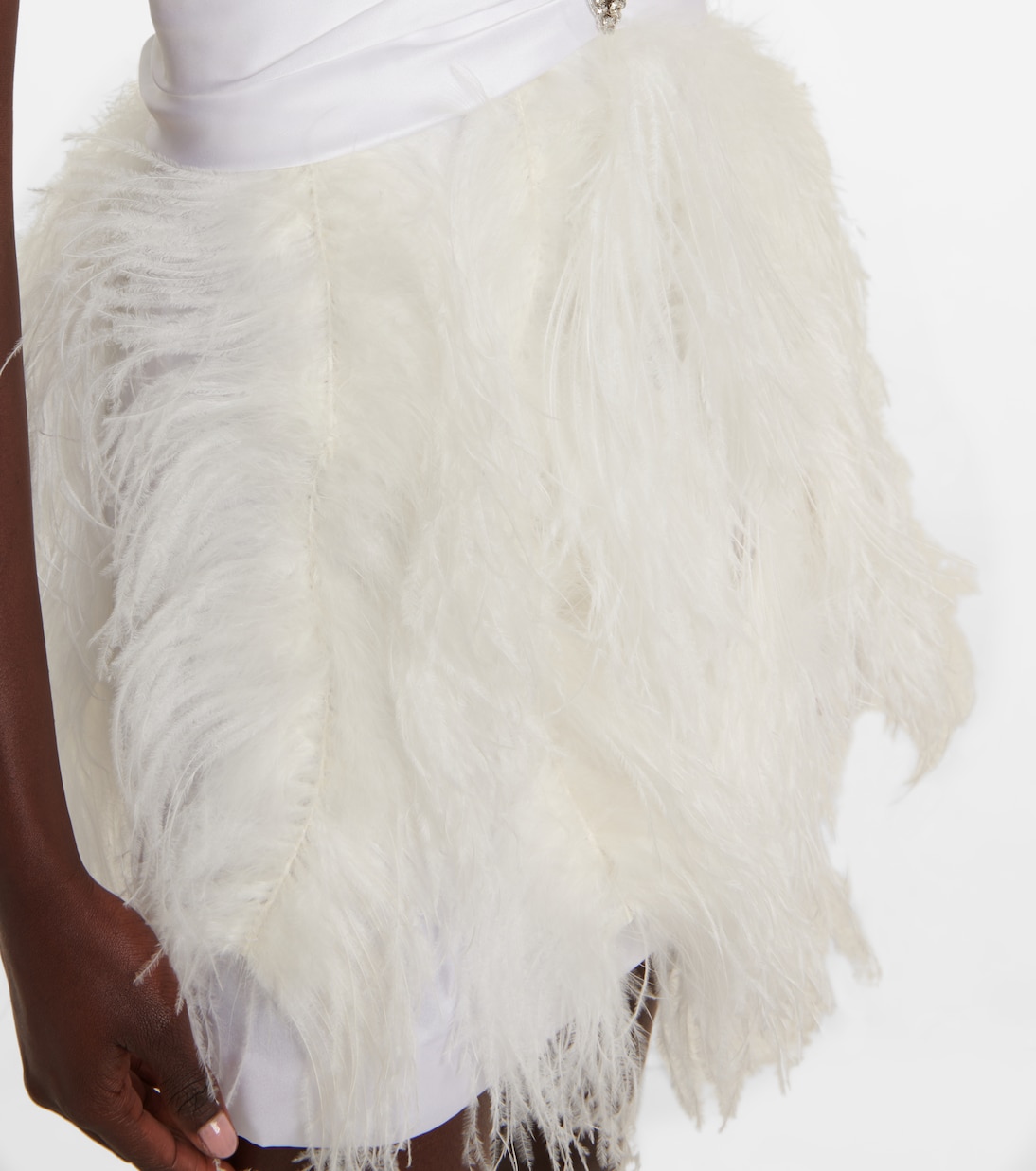 Feather-trimmed embellished silk minidress | Alessandra Rich
