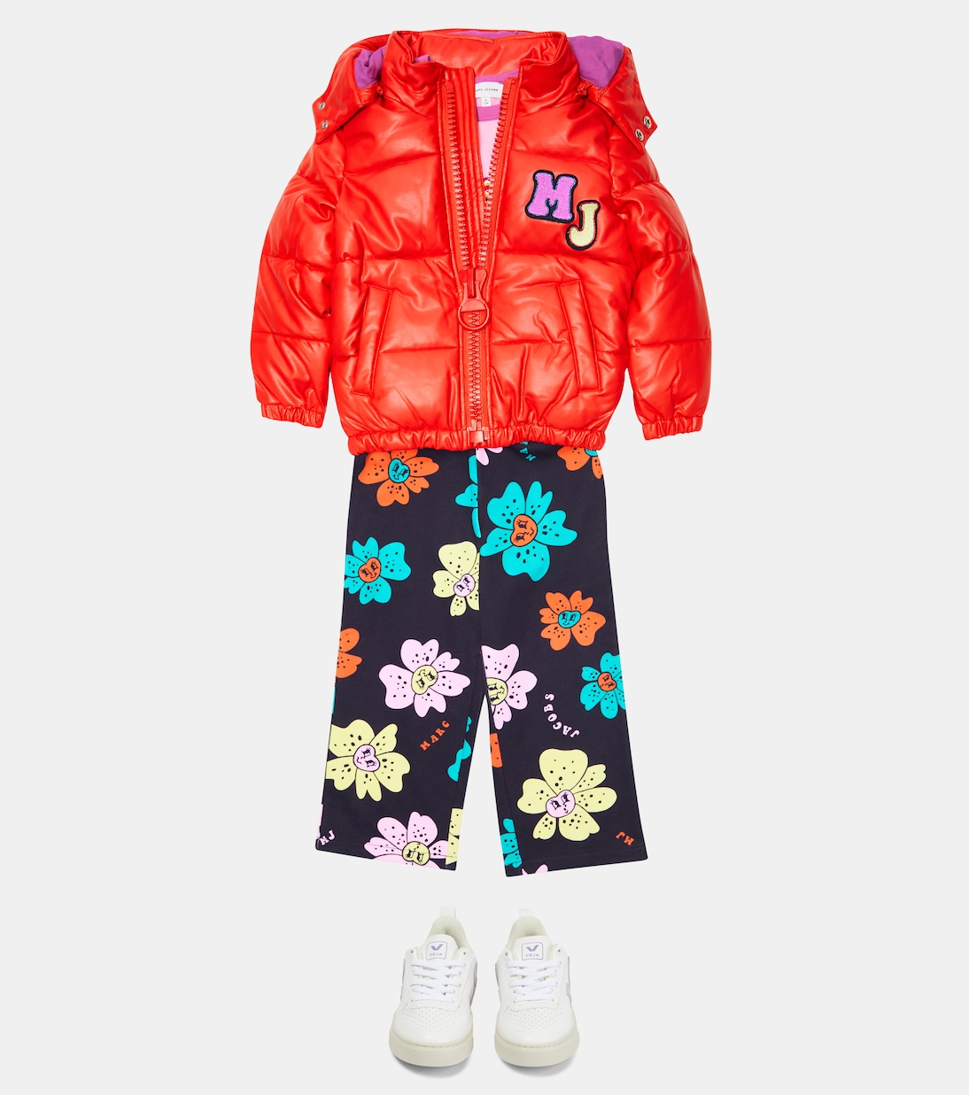 Logo padded faux leather jacket | Marc Jacobs Kids