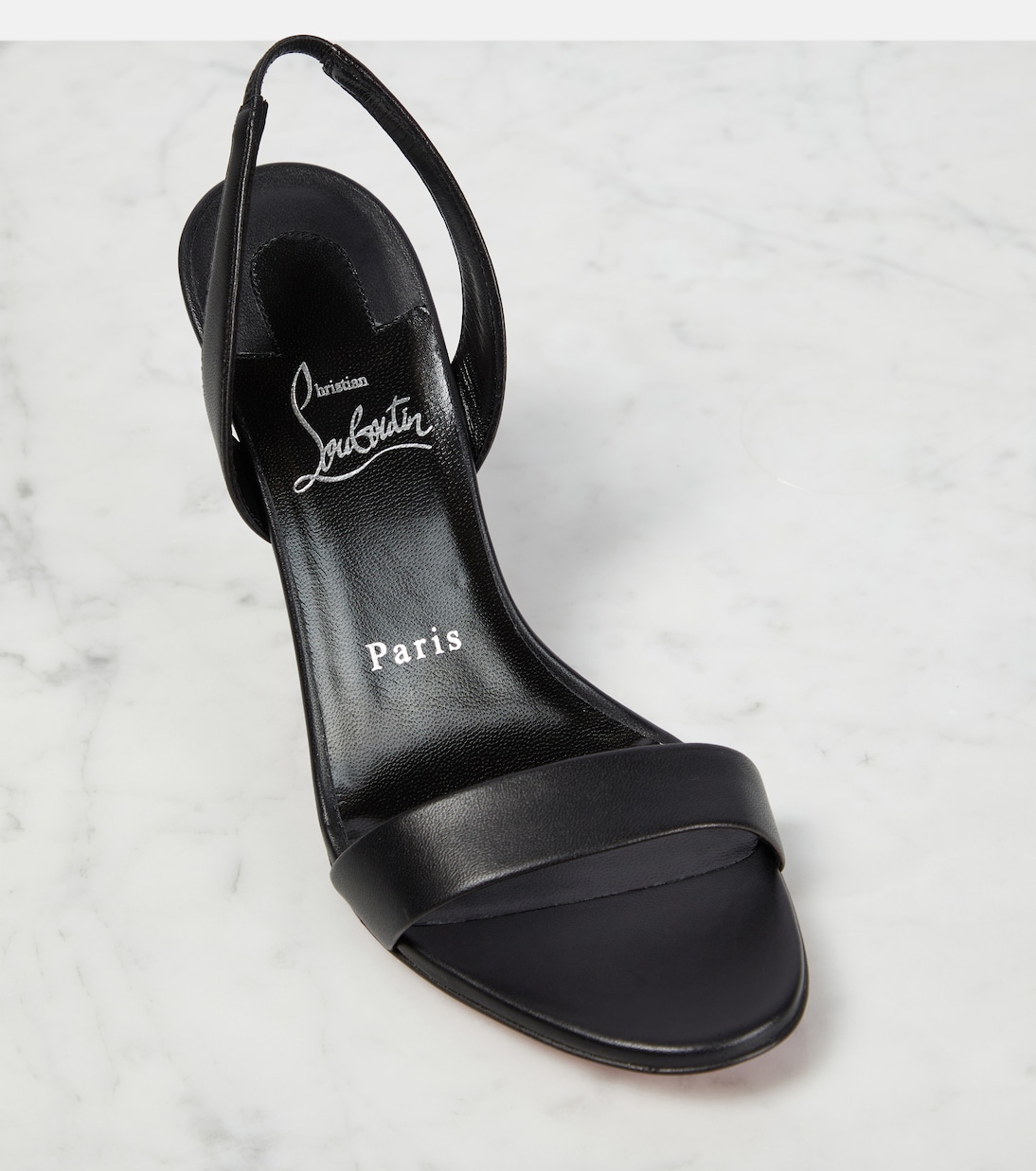 Christian Louboutin ピンヒール 英字 アンクル ブーツ 黒