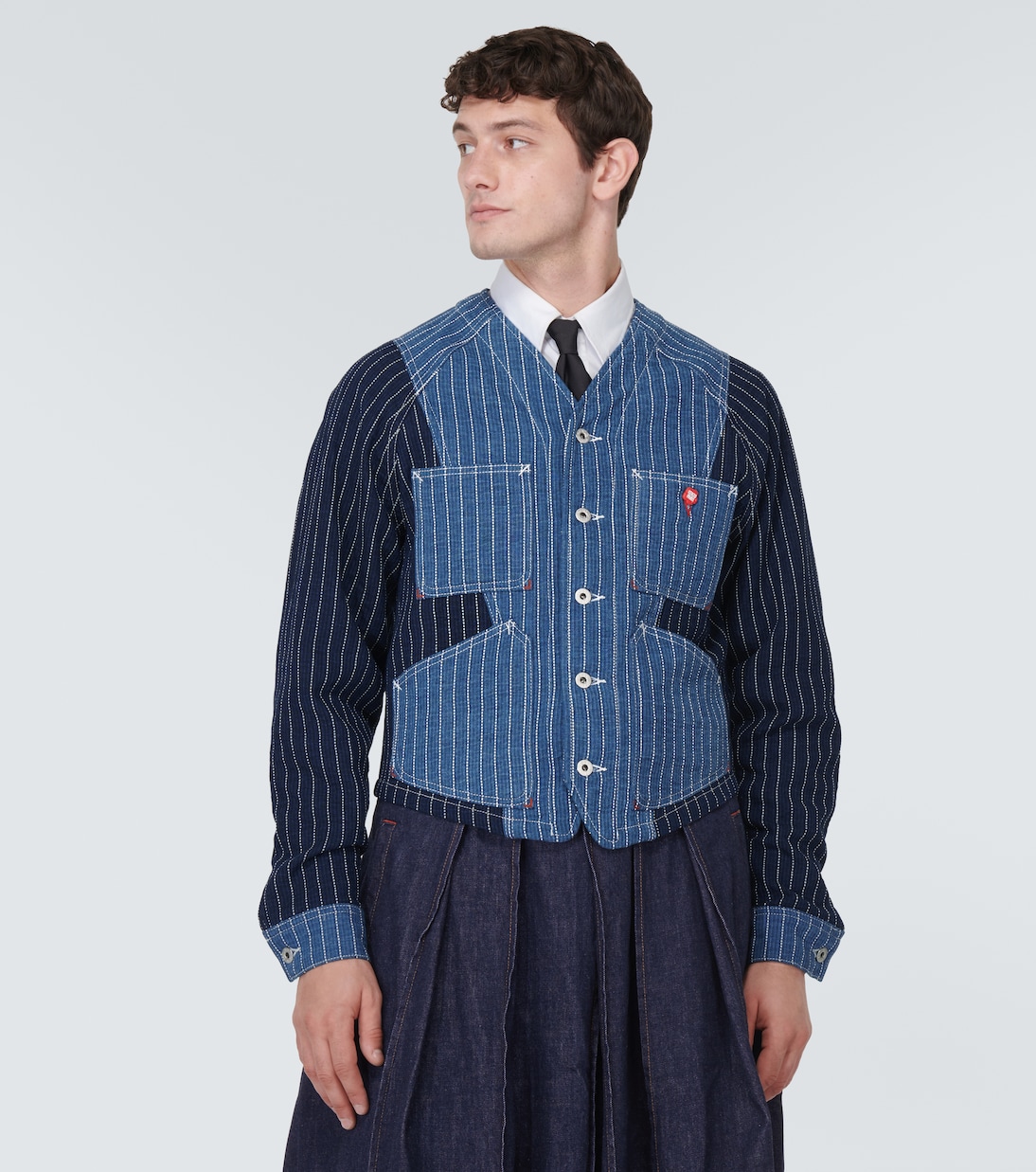 Patchwork striped denim jacket in blue - Kenzo | Mytheresa