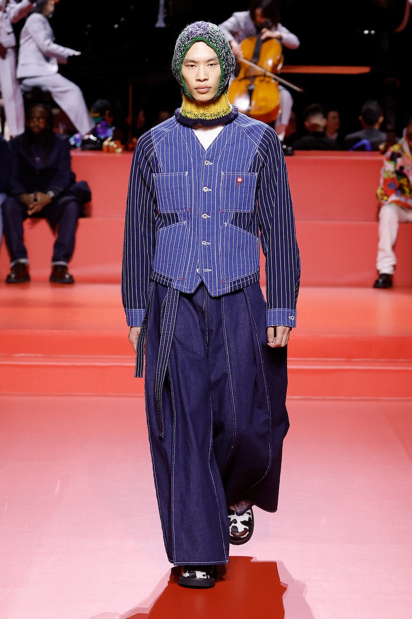 Patchwork striped denim jacket in blue - Kenzo | Mytheresa