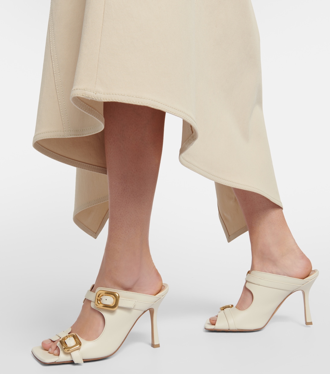 Stretch Buckle leather mules in beige Bottega Veneta Mytheresa