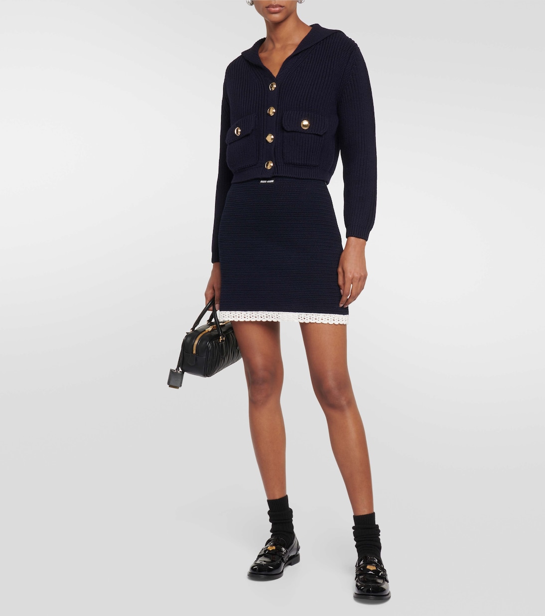 Minigonna in crochet di misto cotone | Miu Miu
