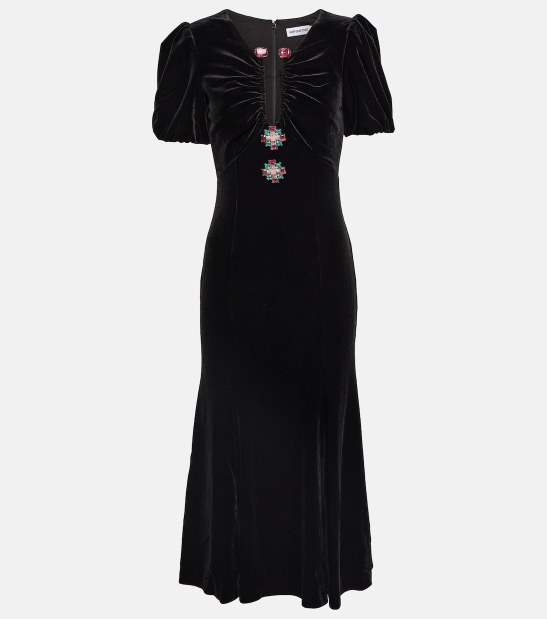 Embellished velvet midi dress | Self-Portrait