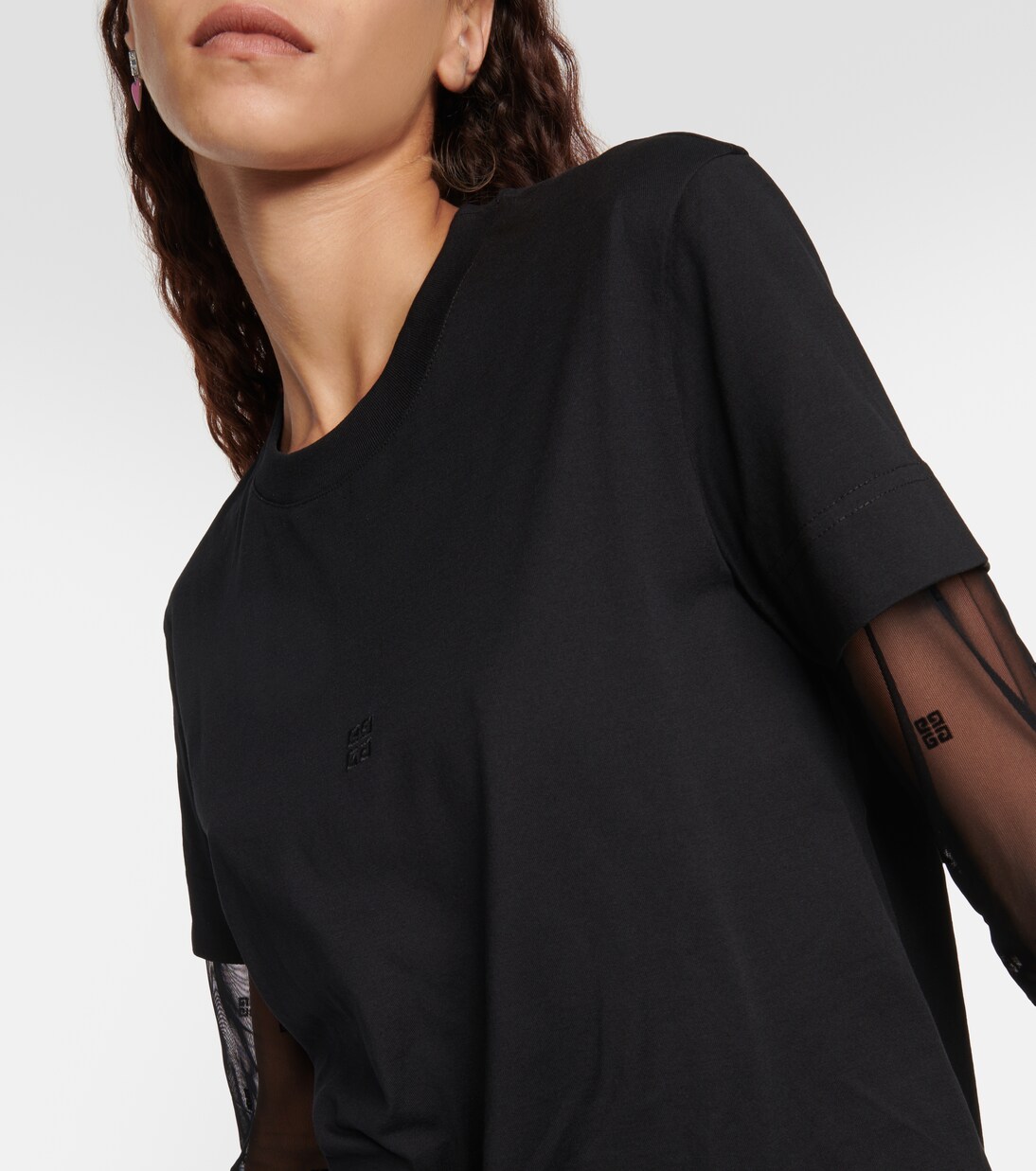 Camiseta de Algodón con Detalles de Tul de Givenchy para Jóvenes
