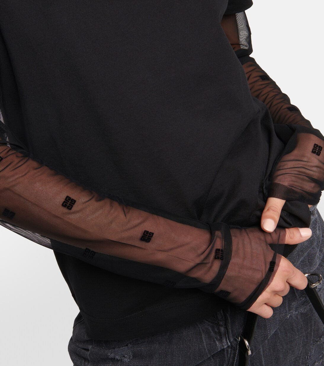 Camiseta de Algodón con Detalles de Tul de Givenchy para Jóvenes