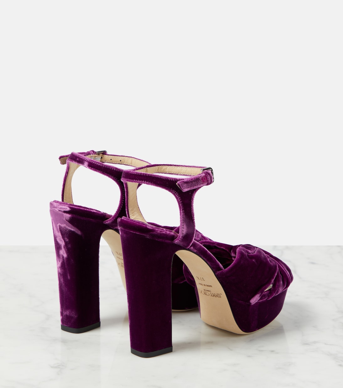 Sandales Heloise 120 à plateau en velours | Jimmy Choo