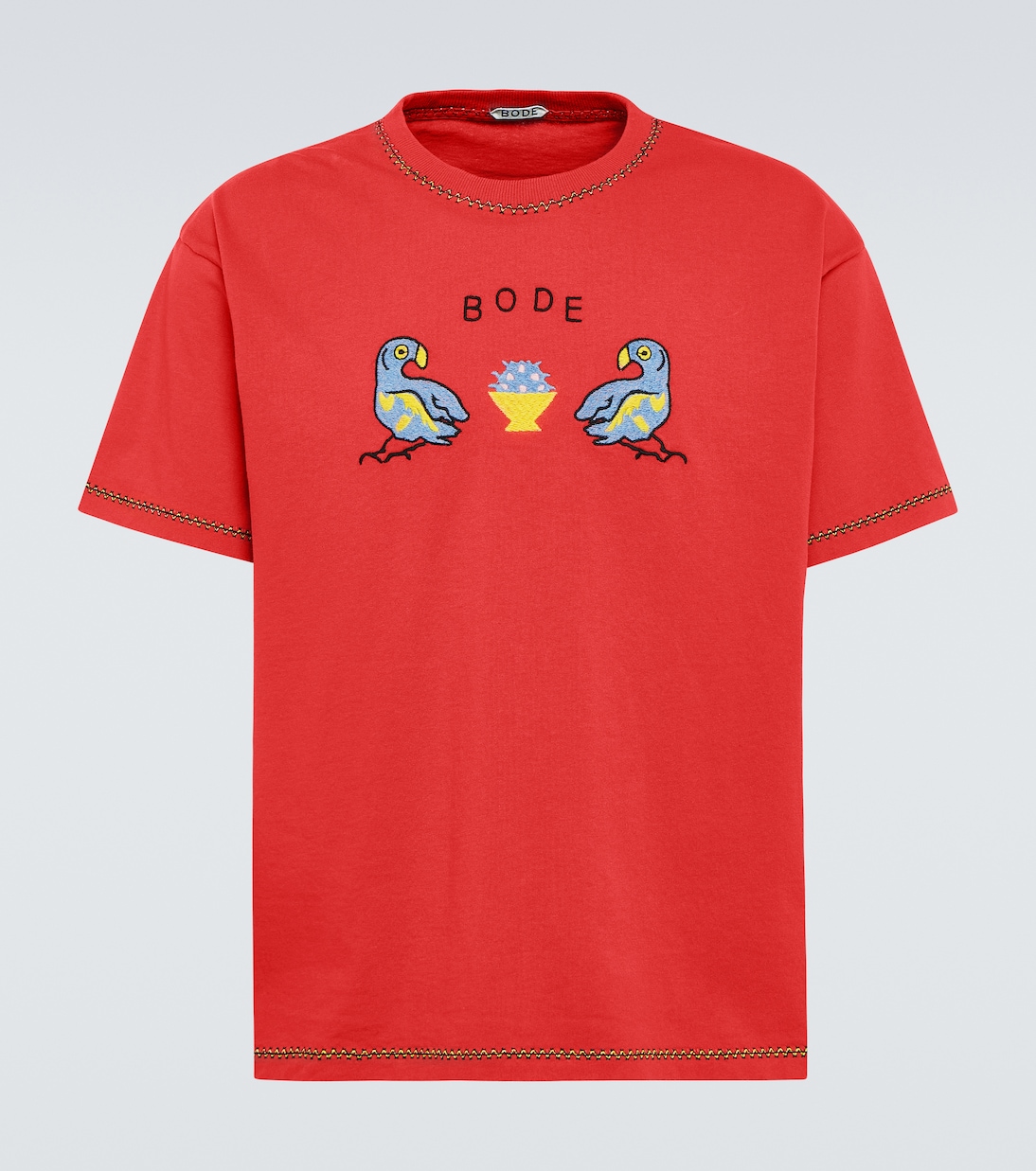 Twin Parakeet embroidered cotton T-shirt | Bode