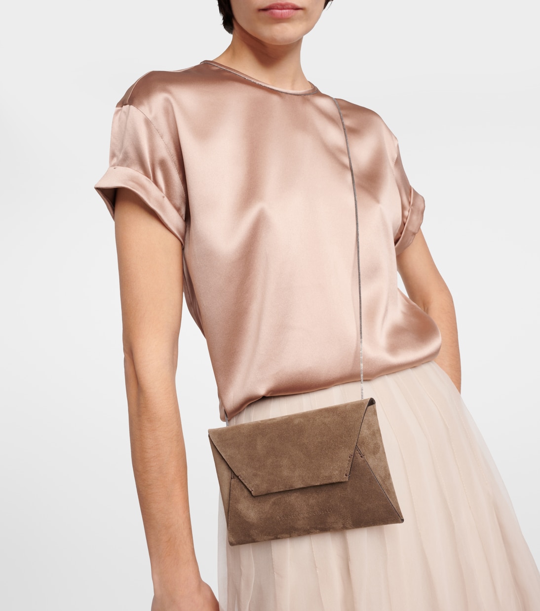 Schultertasche aus Veloursleder | Brunello Cucinelli