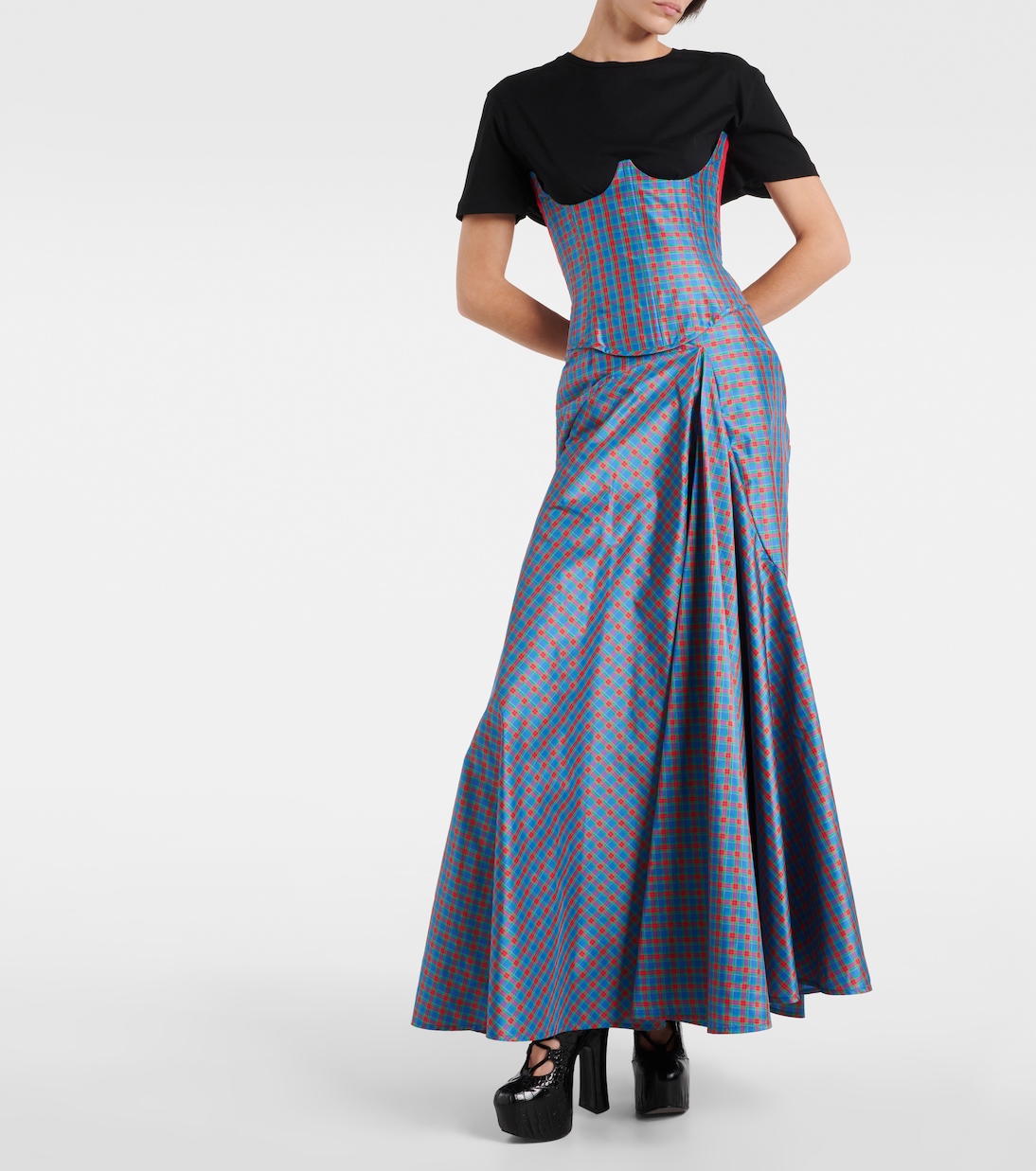 Checked ruffled silk-blend maxi skirt | Vivienne Westwood