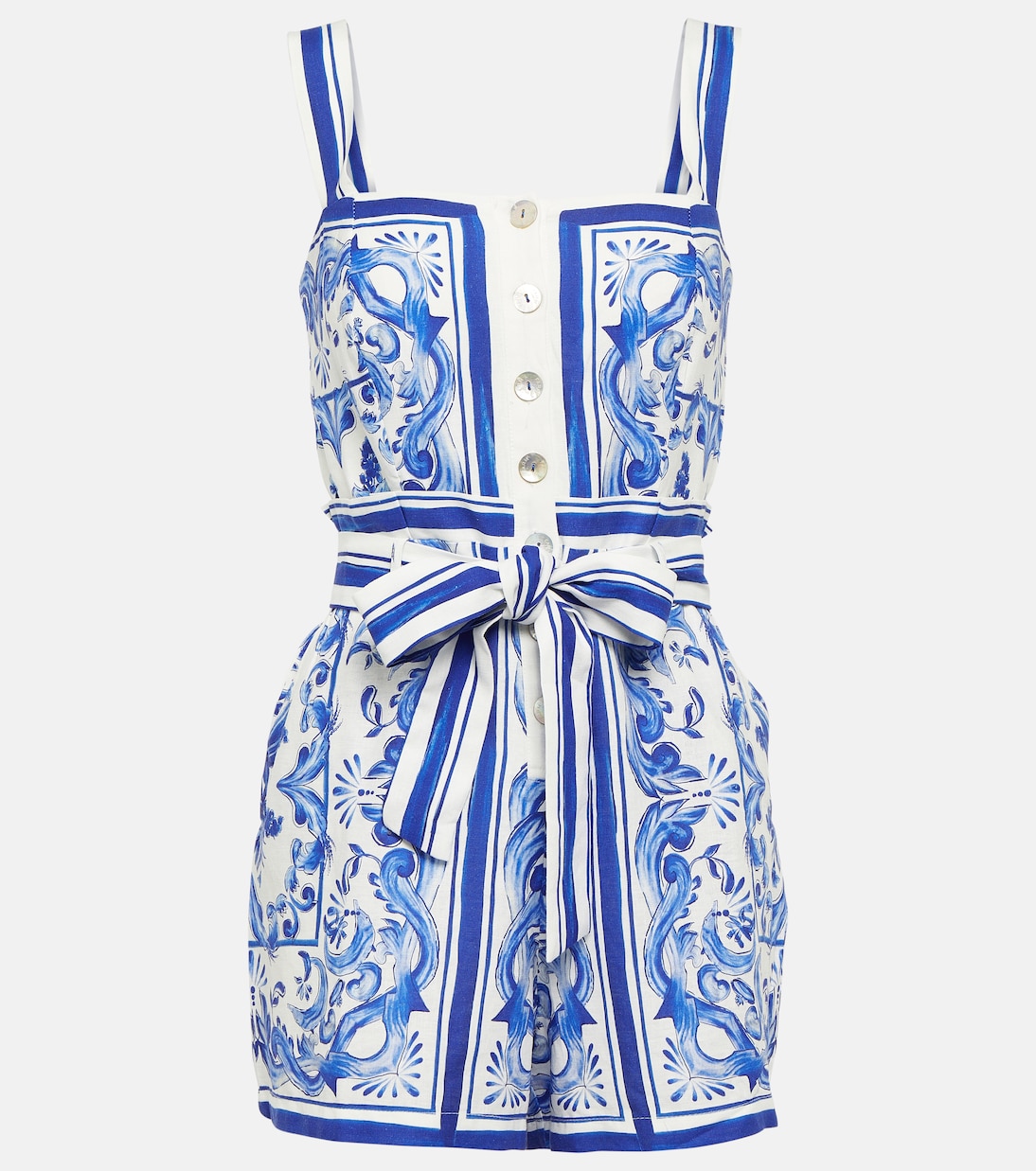 Printed linen-blend romper | Farm Rio