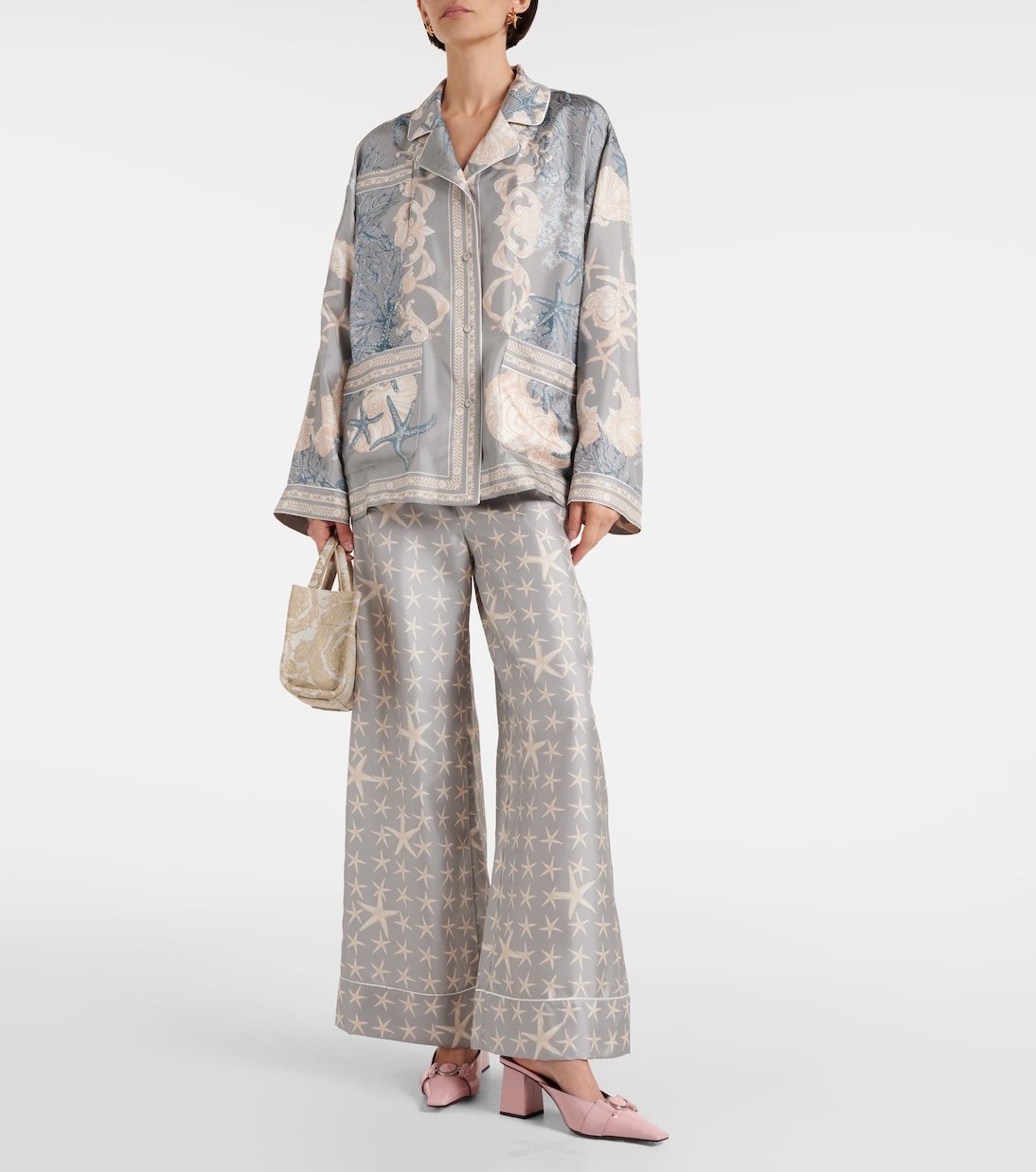 Chemise Barocco Sea oversize en soie | Versace