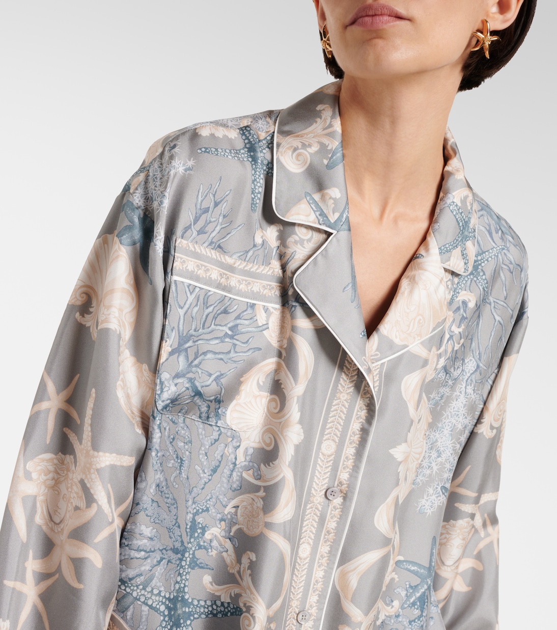 Chemise Barocco Sea oversize en soie | Versace