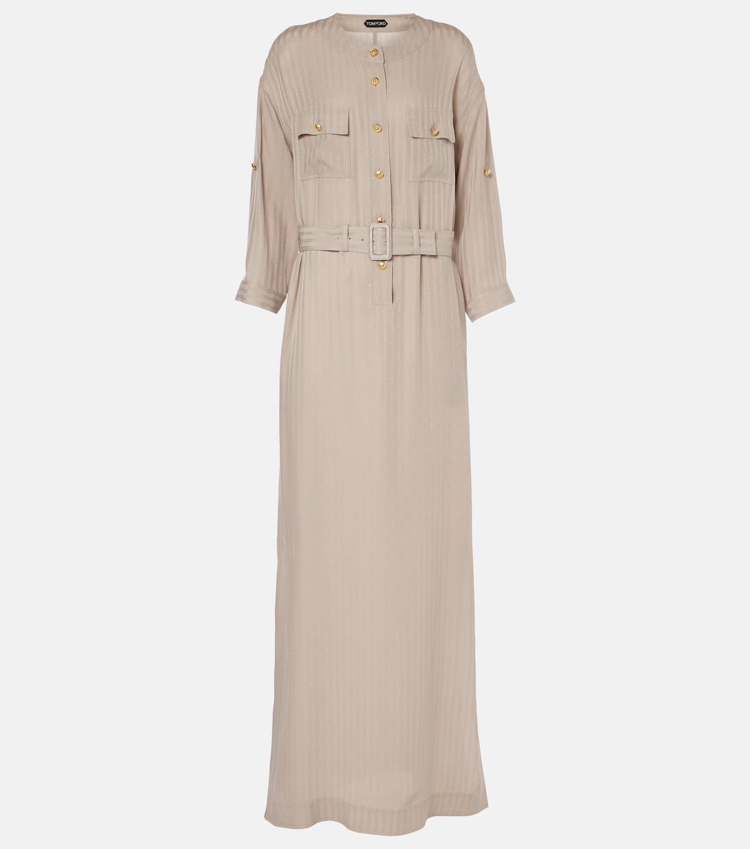 Striped belted shirt dress in beige - Tom Ford | Mytheresa