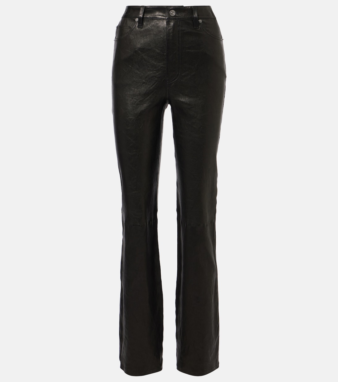 Pantalon Le High Straight Long en cuir | Frame