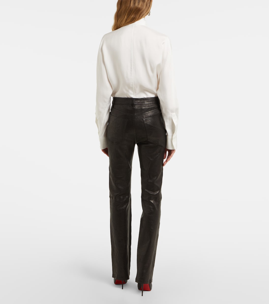Pantalon Le High Straight Long en cuir | Frame