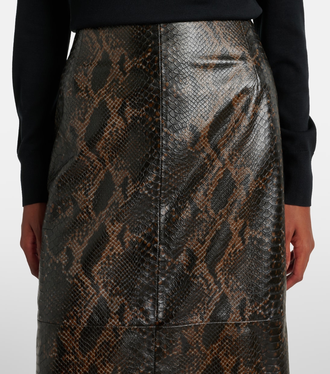 Gonna lunga Elyse in pelle stampata | Nour Hammour