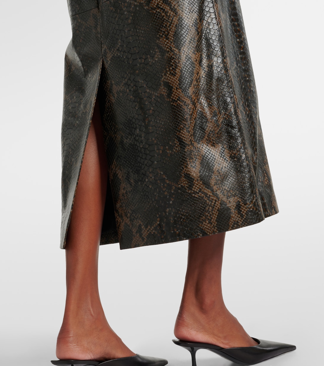 Gonna lunga Elyse in pelle stampata | Nour Hammour