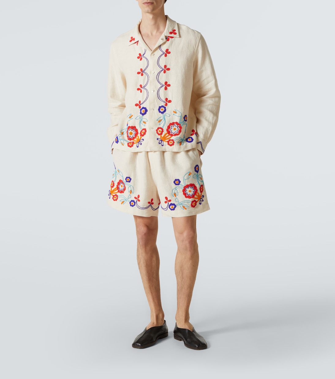 Camicia Garden Party in lino con perline | Bode