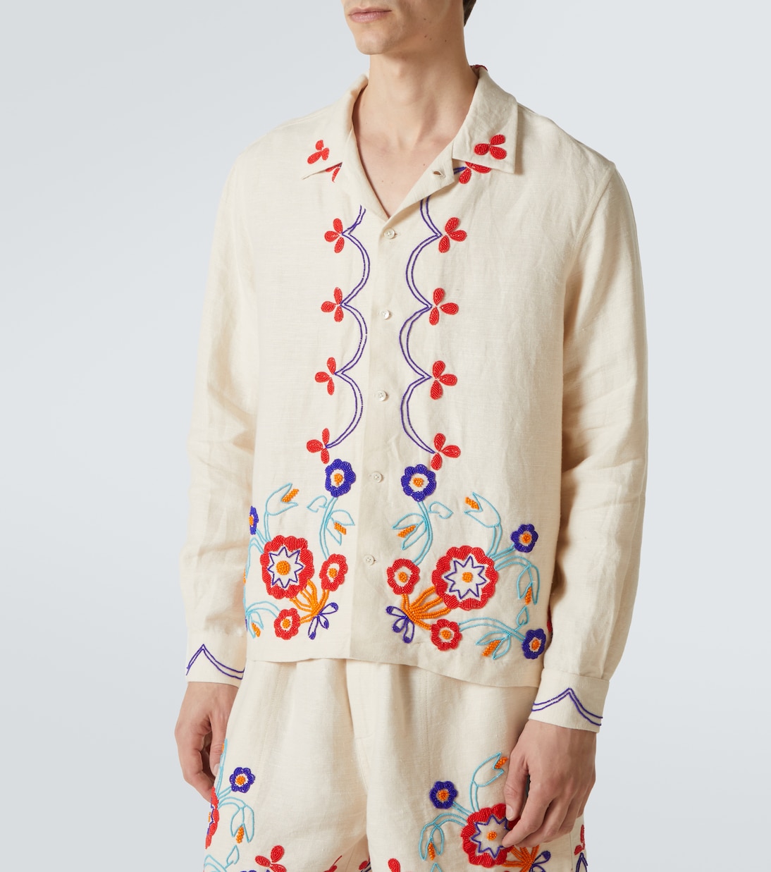 Camicia Garden Party in lino con perline | Bode