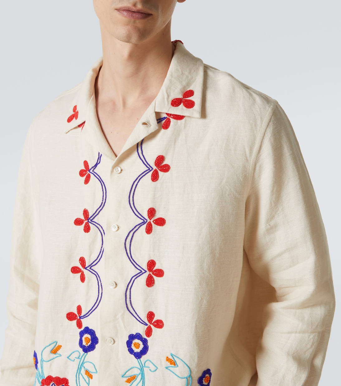 Camicia Garden Party in lino con perline | Bode