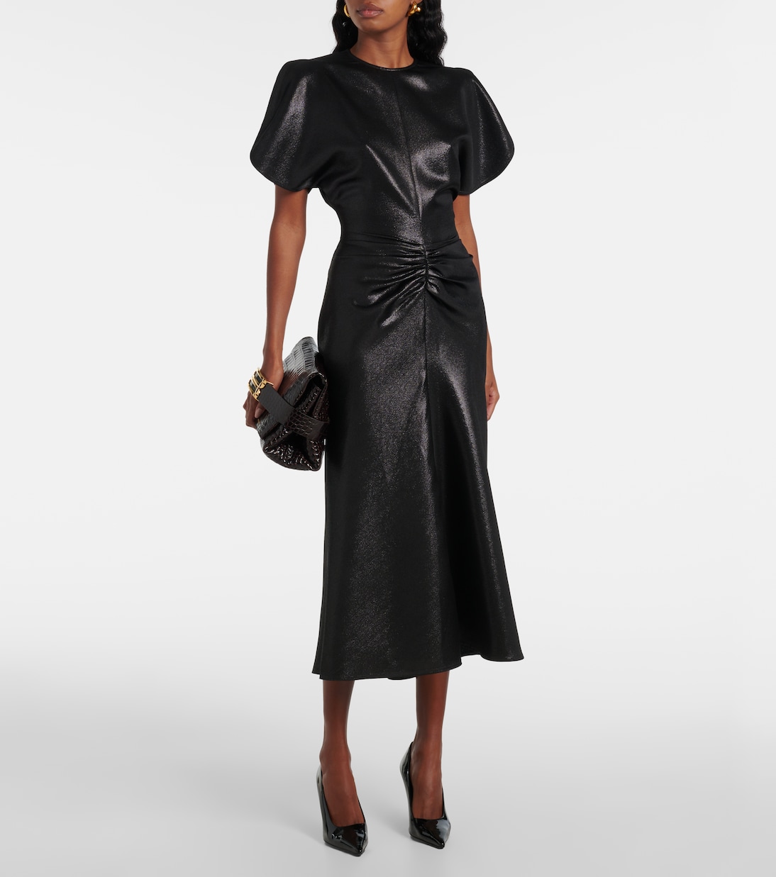 Robe midi en lamé | Victoria Beckham