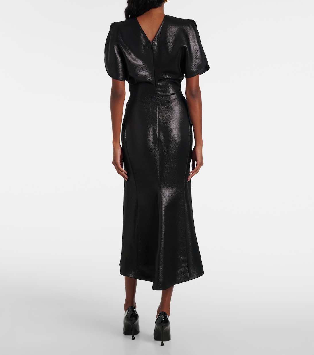 Robe midi en lamé | Victoria Beckham