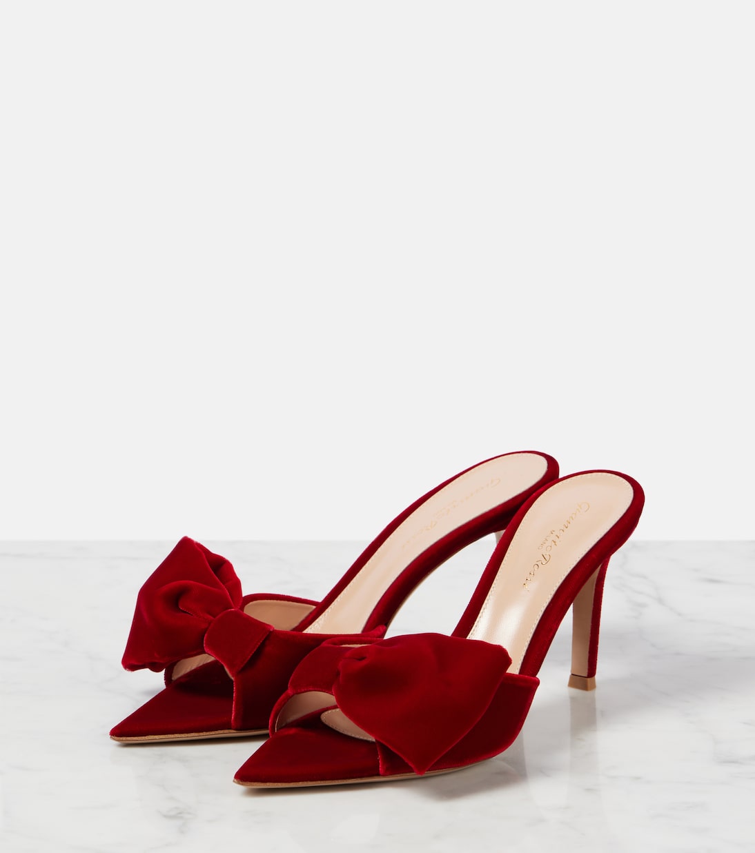 Mules 85 in velluto con fiocco | Gianvito Rossi