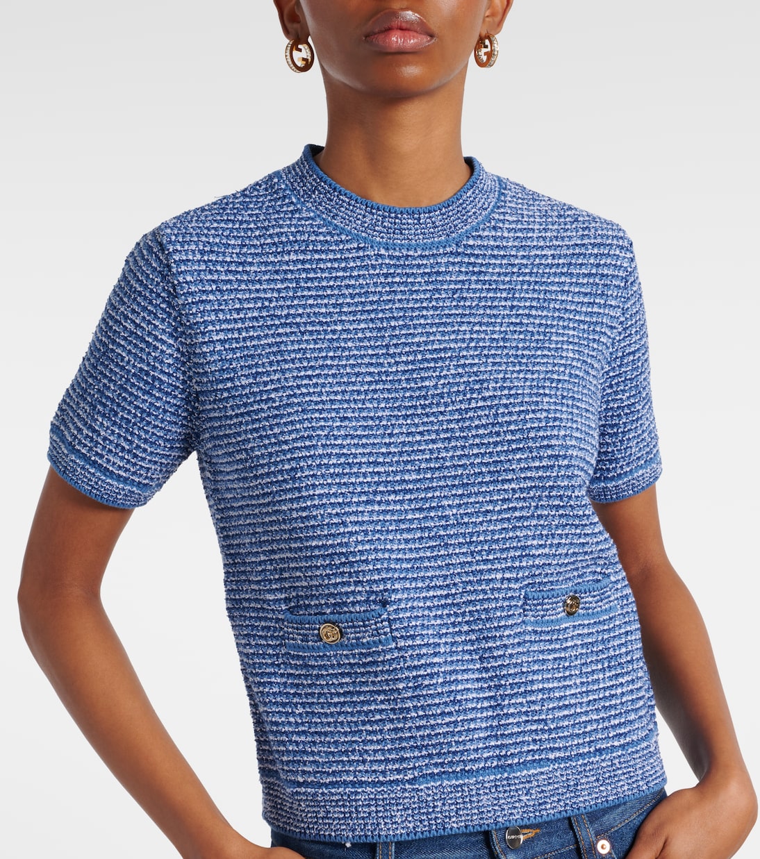 Top de punto de mezcla de algodón con GG | Gucci