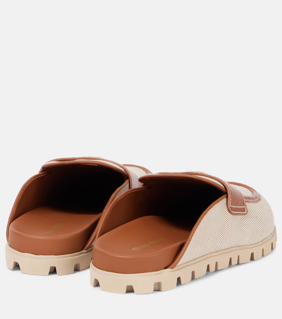 Slippers aus Canvas mit Leder | Miu Miu
