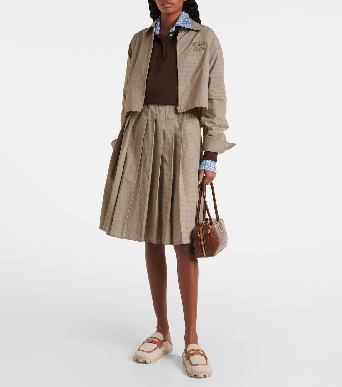 Slippers aus Canvas mit Leder | Miu Miu