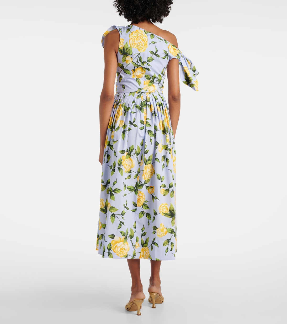 Robe midi en coton mélangé à fleurs | Oscar de la Renta