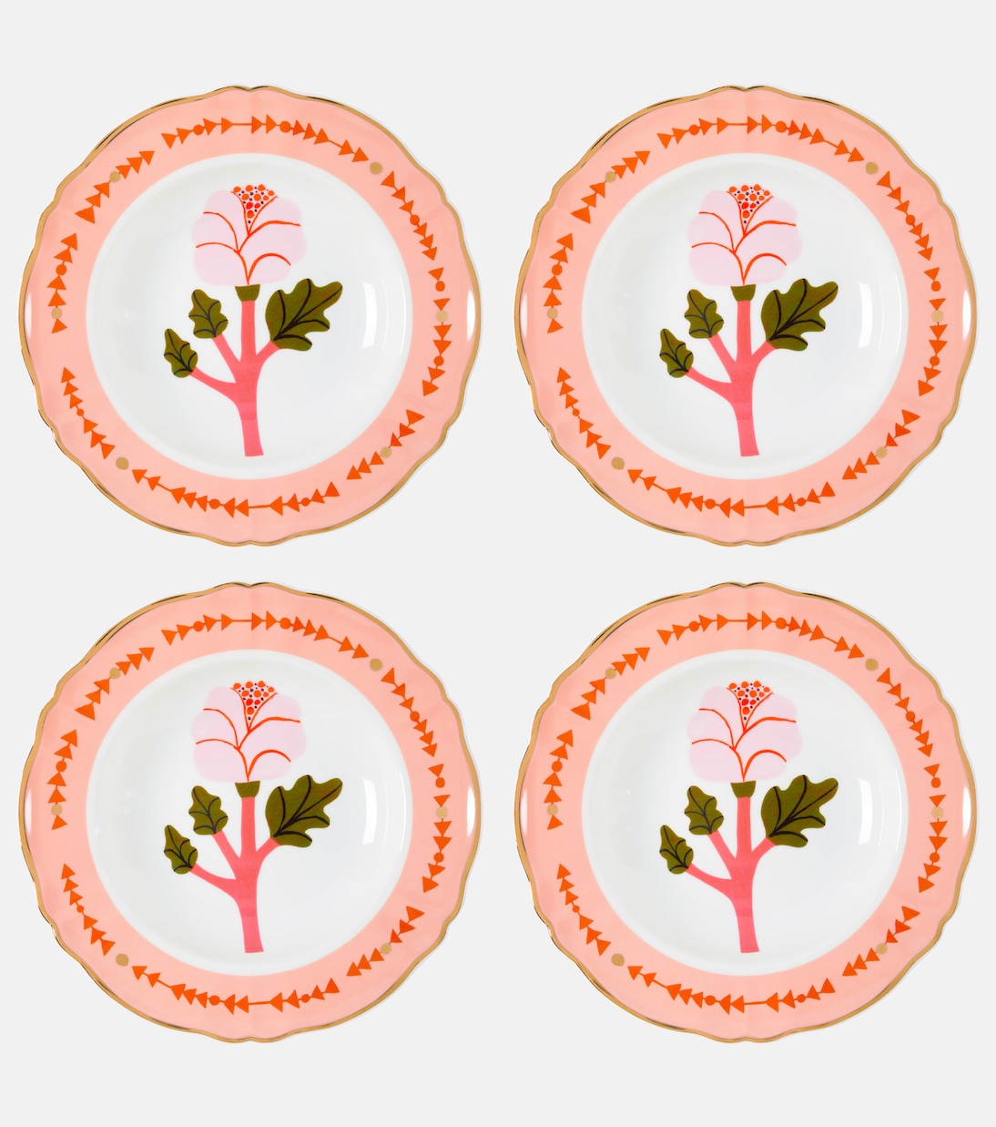 Botanica Rosa set of 4 porcelain soup plates | Bitossi
