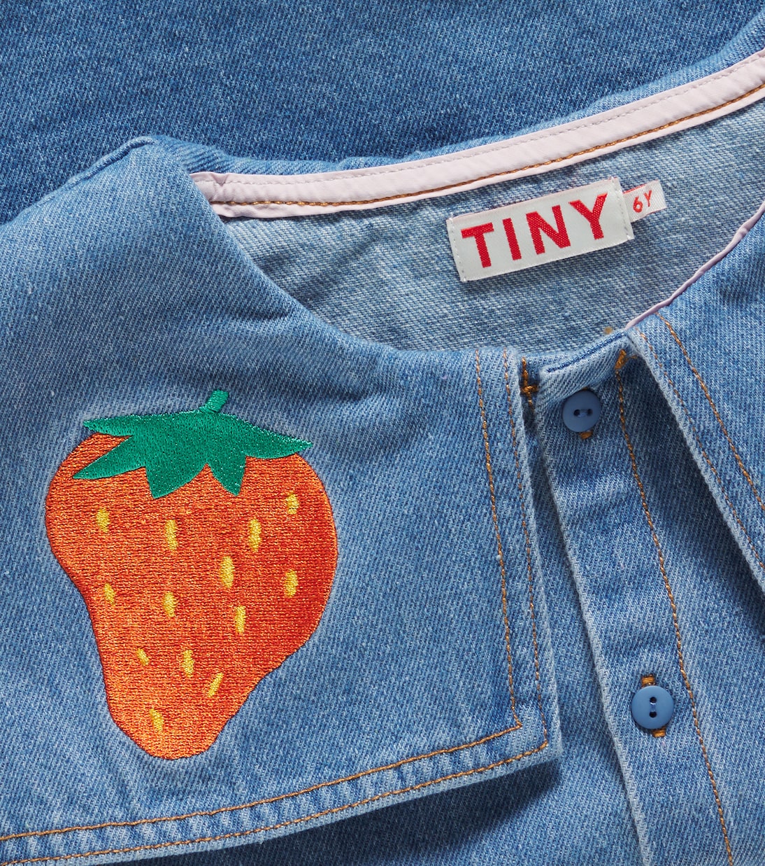 Bluse Strawberries aus Denim | Tinycottons