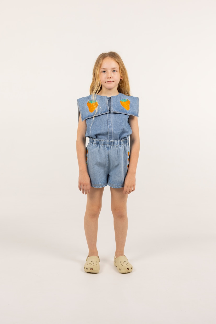 Bluse Strawberries aus Denim | Tinycottons