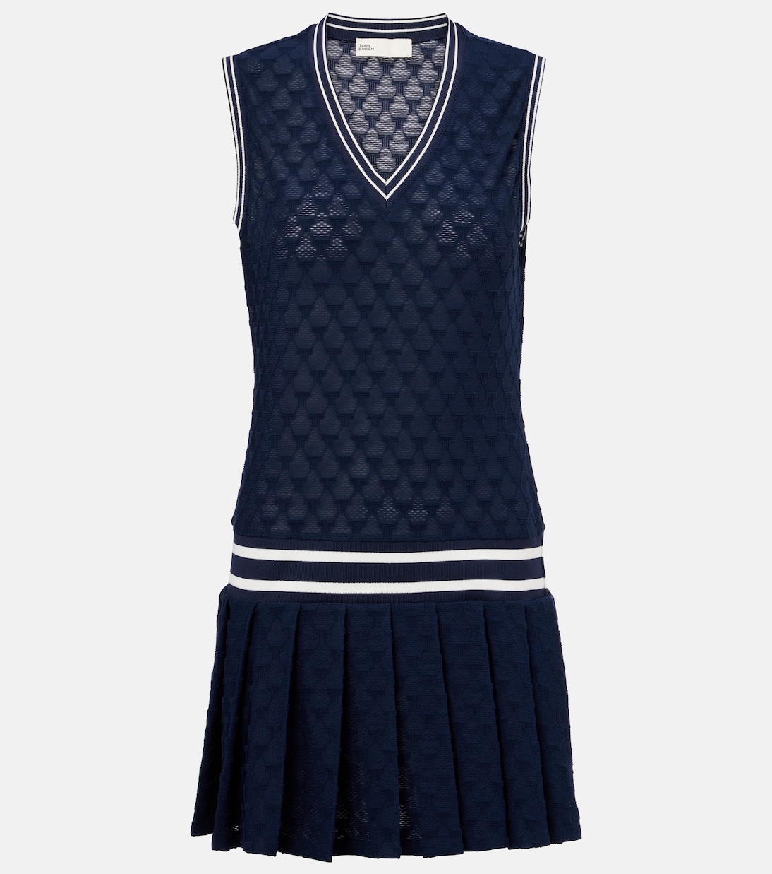 Vestido de tenis de felpa en jacquard plisado | Tory Burch