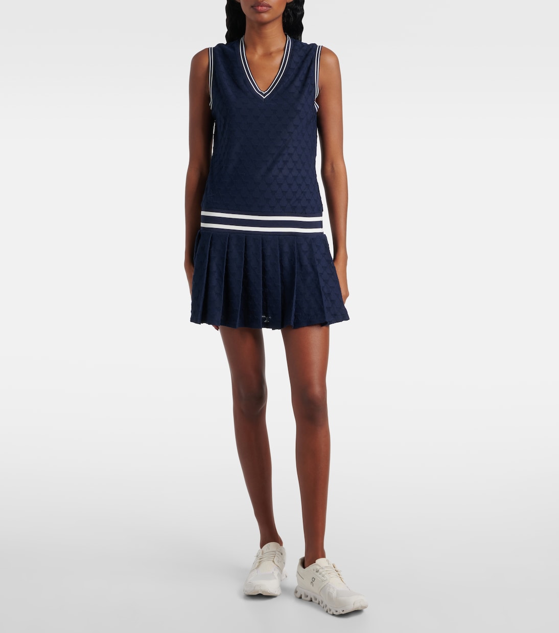 Vestido de tenis de felpa en jacquard plisado | Tory Burch